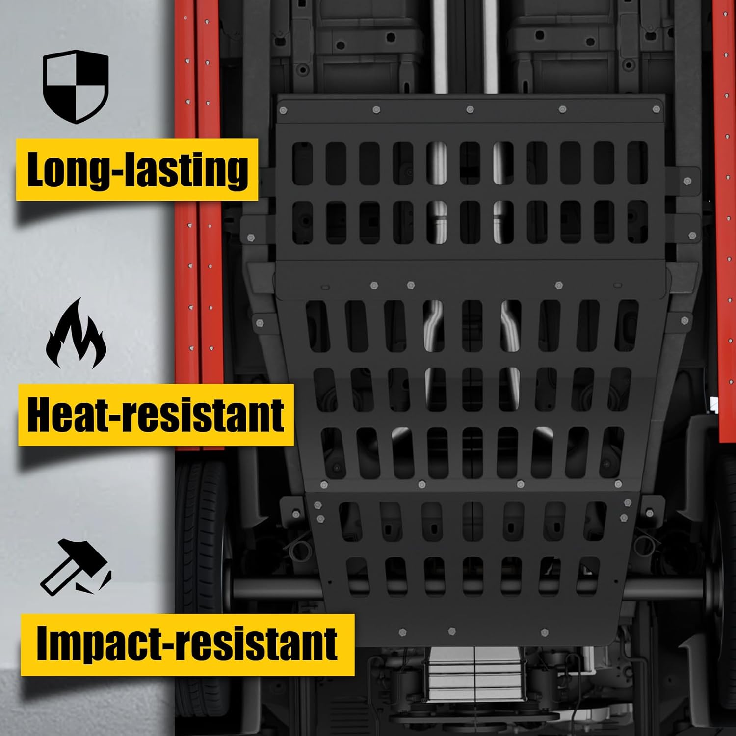 Skid Plates Compatible with 2021-2025 Ford F150 3.5L Supercrew Engine Lower Protection Carbon Steel Transmission Splash Guard Underbody Protecter 2024 F-150 Accessories